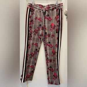 Pam & Gela Plaid Pants with Pink Florals - size P